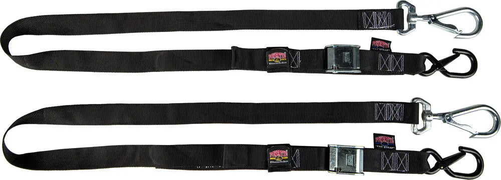 Powertye Deluxe Soft-Tye Tie-Downs w/ Swivel Latch Hook - 1.5" Black Powertye