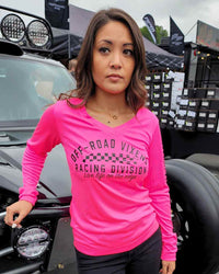 Racing Division LS Tech Tee - Neon Pink OFF-ROAD VIXENS CLOTHING CO.