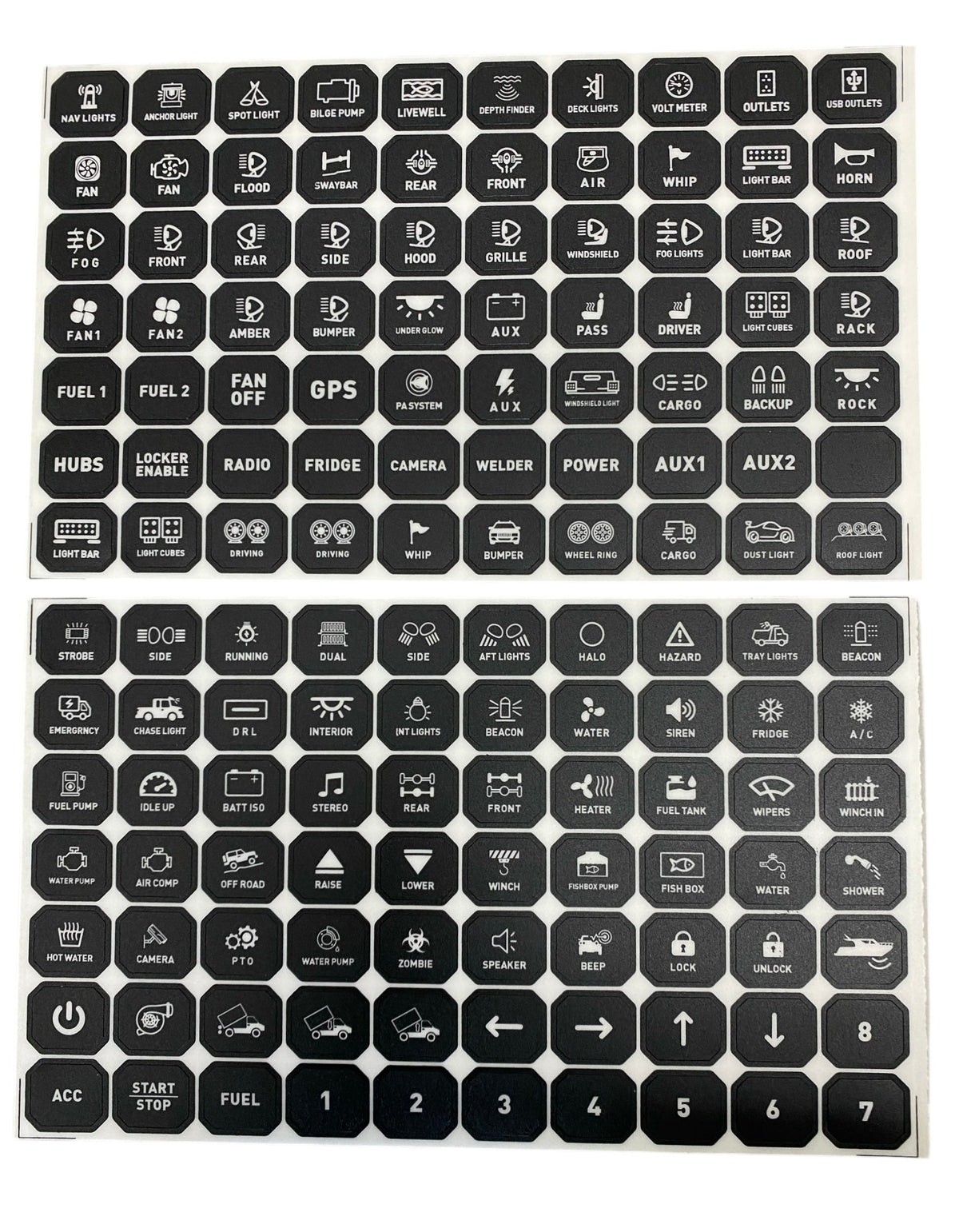 Replacement Sticker Sheets For GG Lighting 8 or 12 Gang Switch Panel GGLighting