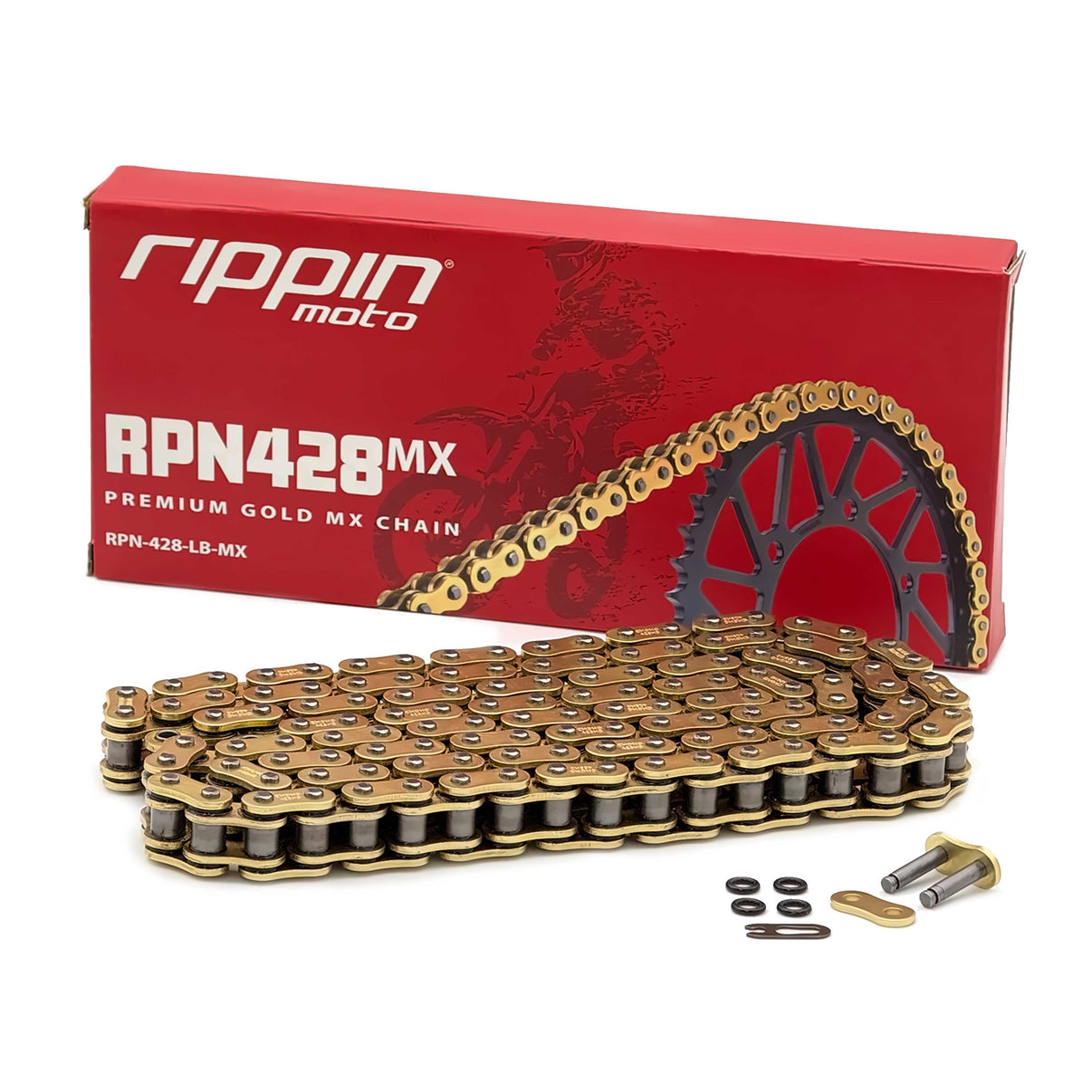 RPN428MX Premium Gold MX O-Ring Chain for E-Ride PRO 3.0/SR | Talaria MX5 | Altis Sigma | Pit Bike / Mini Motos - LiveTheGnar