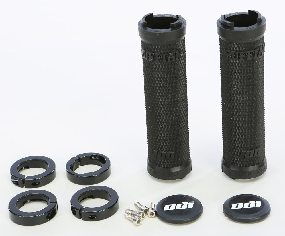 Ruffian No Flange Lock On Grip Black/Black 130mm ODI