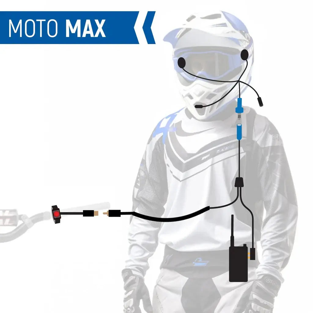 Rugged Radios Complete Motorcycle Communication Kit with Heavy-Duty OFFROAD Cables - MOTO MAX Radio Kit Rugged Radios