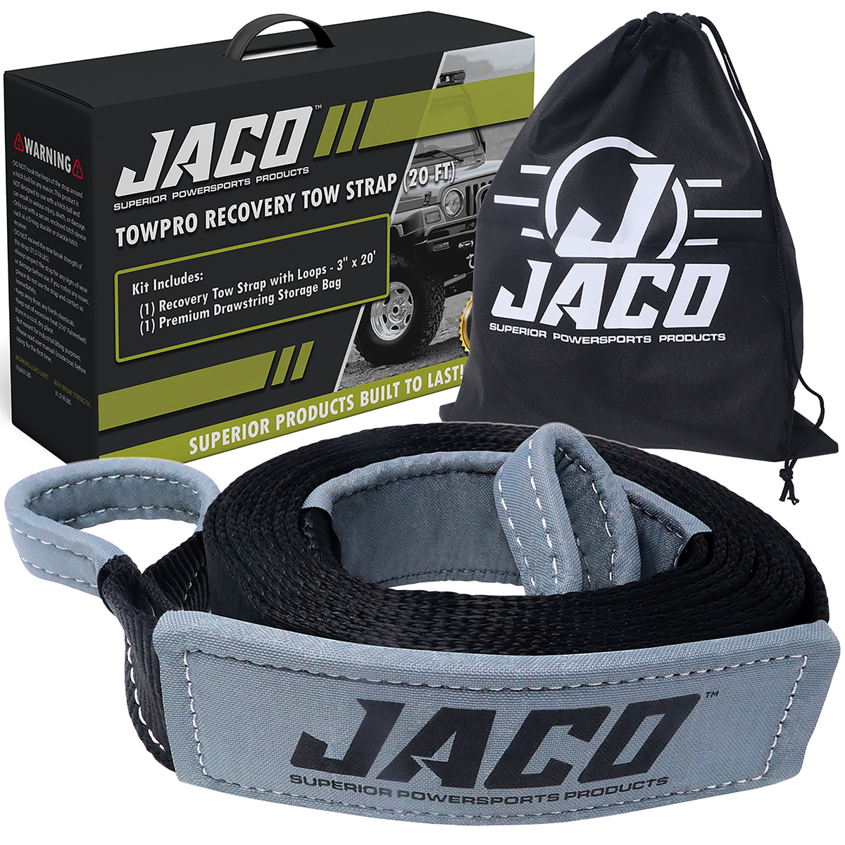 TowPro™ Recovery Tow Strap - 4x4 Trail Rated | AAR Certified Break Strength (31,518 lbs) - LiveTheGnar