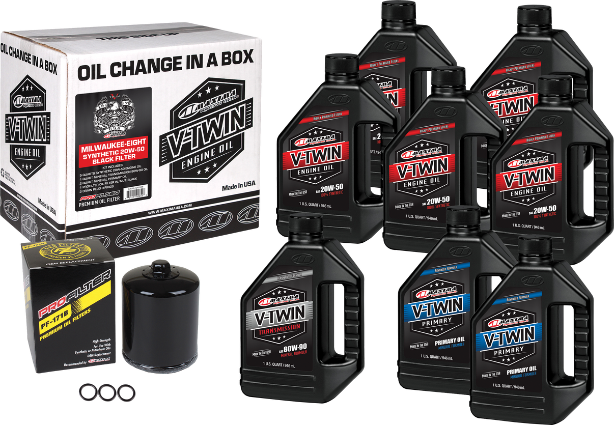 V Twin Oil Change Kit Syn M8 Black Filter
