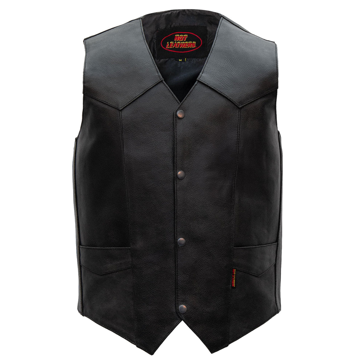 Hot Leathers VSM1014 Men's Motorcycle Black Heavyweight Leather Biker Vest with Inside Pocket - LiveTheGnar