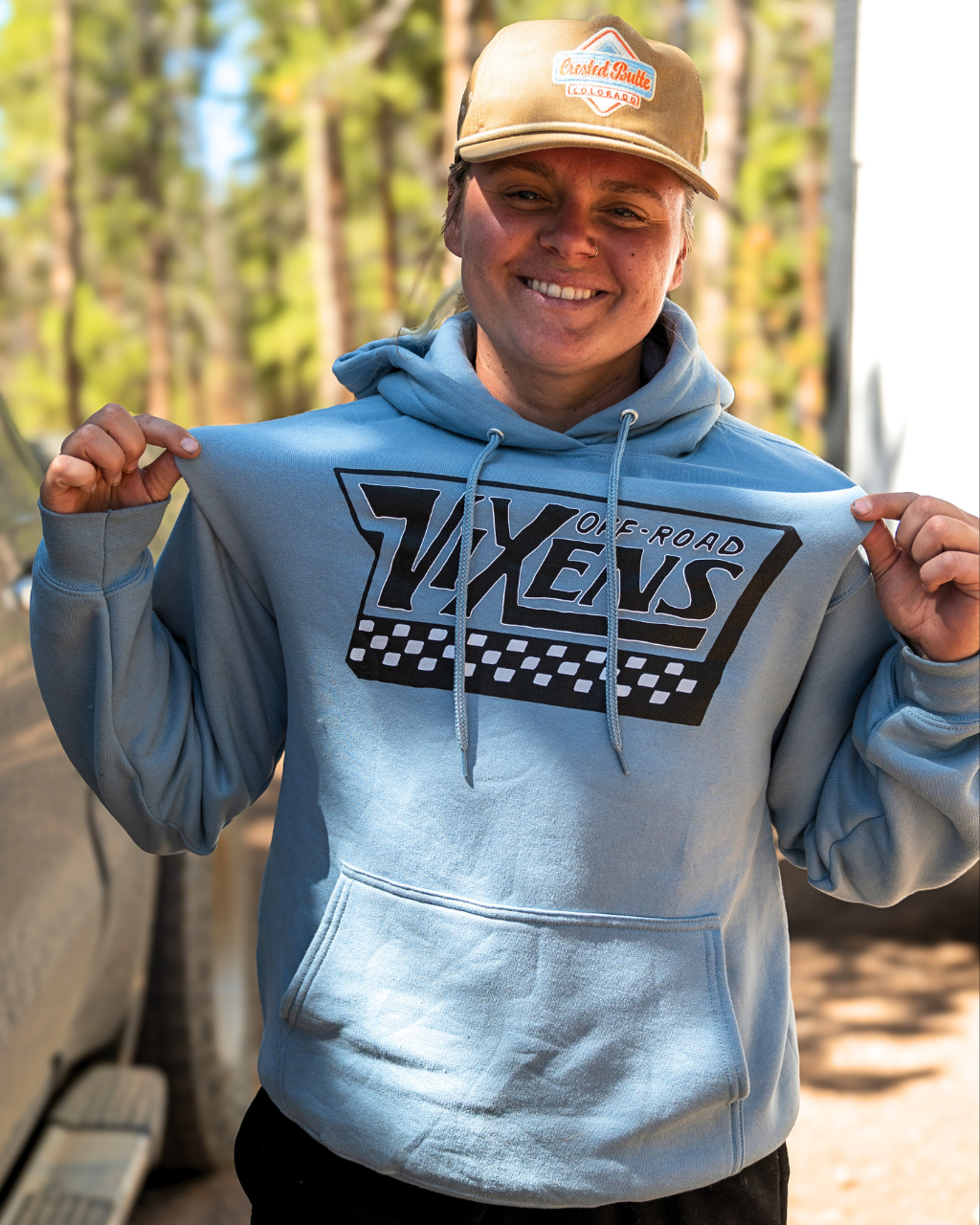 Off the Wall Unisex Pullover Hoodie - Blue OFF-ROAD VIXENS CLOTHING CO.