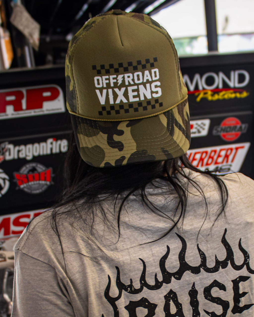 Checked Out Foam Trucker - Camo OFF-ROAD VIXENS CLOTHING CO.