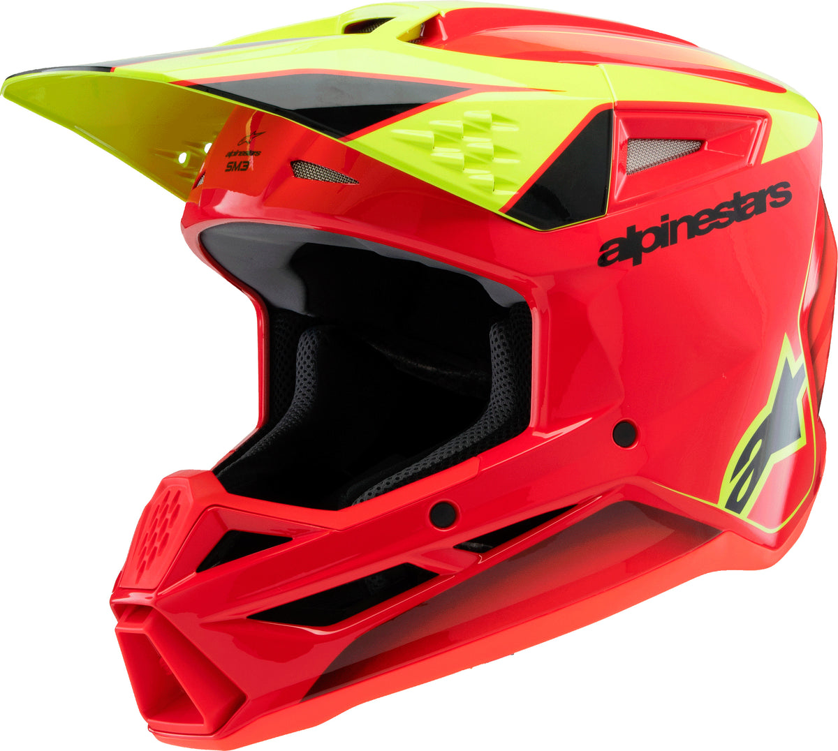 Alpinestars SM3 Youth Fray Helmet - Red/Yellow Fluo/Black Glossy
