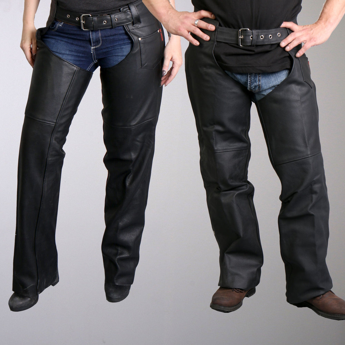 Hot Leathers CHM1001 Black Fully Lined Unisex Premium Leather Motorcycle Biker Rider Chaps Hot Leathers