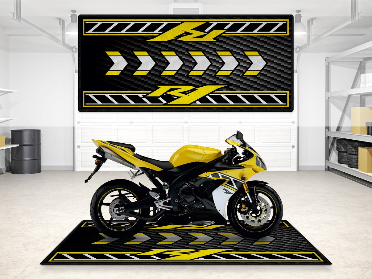 Designed Pit Mat for Yamaha R1 - 50th Anniversary Edition Motorcycle - MM7472 MPM Motorcycle Mat