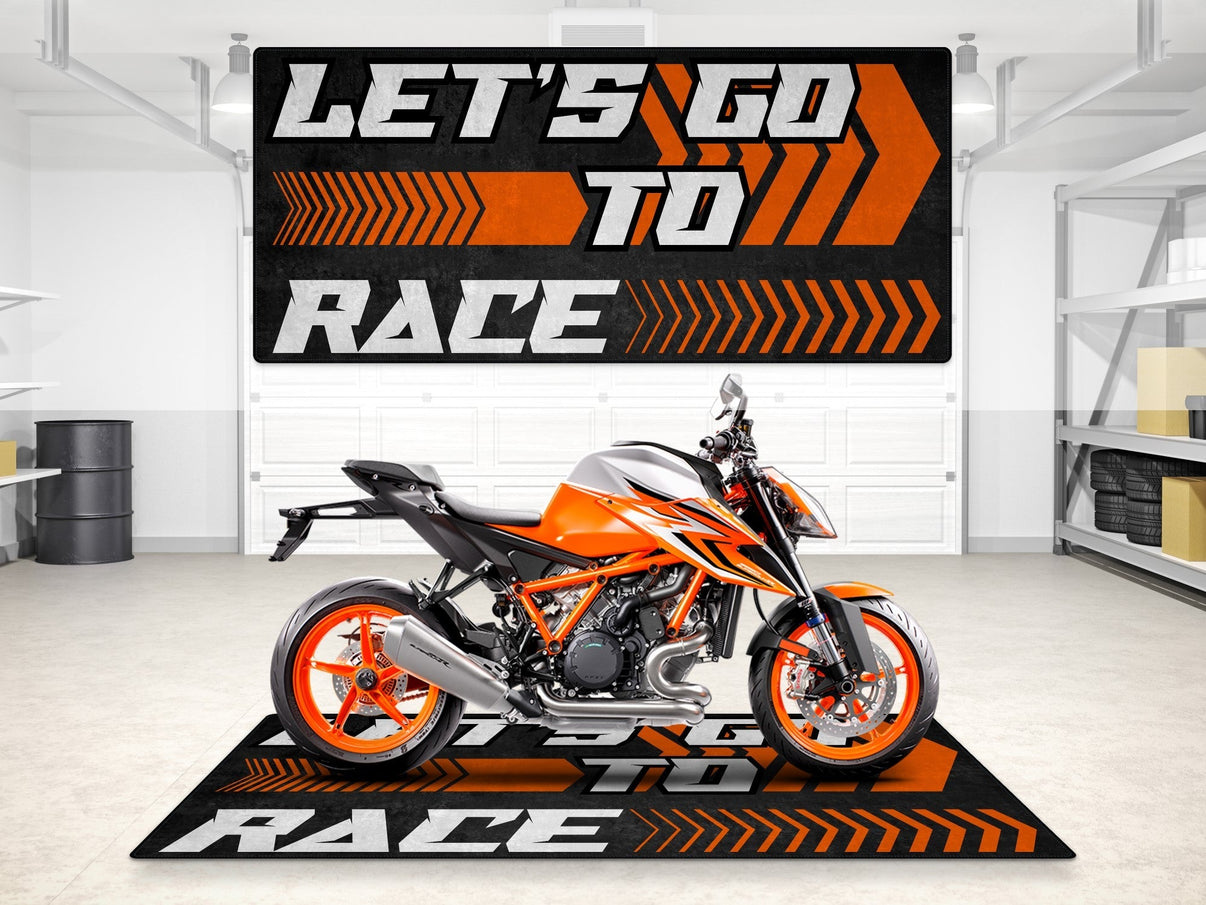 Designed Pit Mat for KTM Motorcycle (Let's Go To Race) - MM7212 MPM Motorcycle Mat