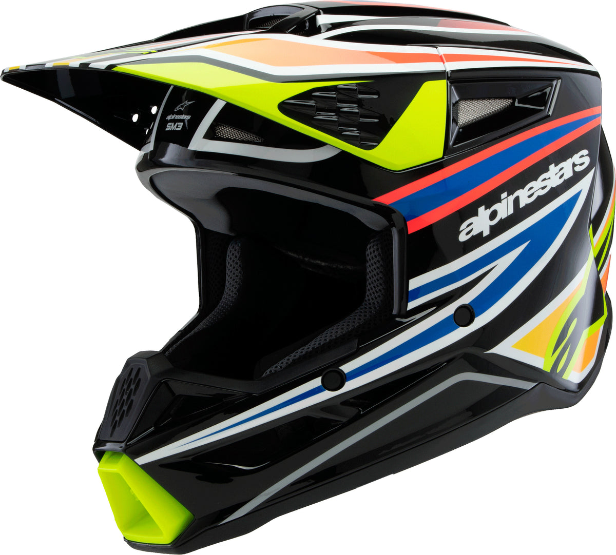 Alpinestars SM3 Youth Wurx Helmet - Black/Yellow Fluo/Blue Red Glossy