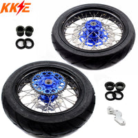 KKE 17inch KX450 KX250F 2020 KX450F 2019-2021 KX450 2019-2023 For KAWASAKI Supermoto Rims CST Tires Blue KKE Racing