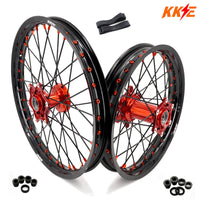 KKE 21" 18" Cast Enduro Wheels For KTM EXC EXC-F EXC-E 2003-2024 Black Spokes KKE Racing