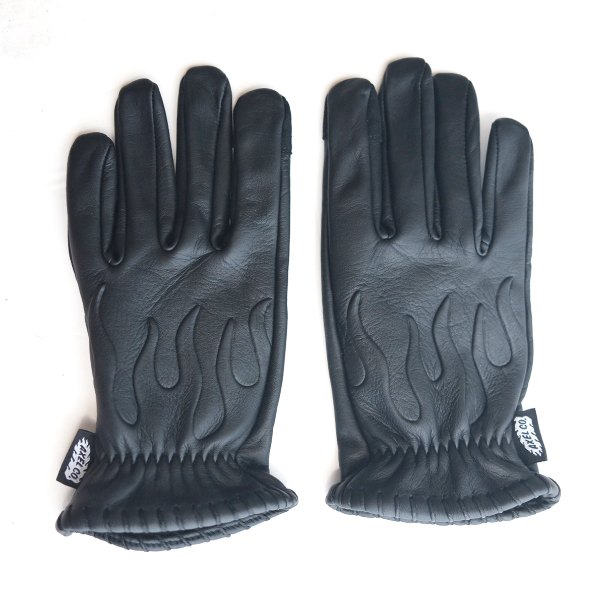 Embossed Black Cowhide Flame Gloves AXEL CO