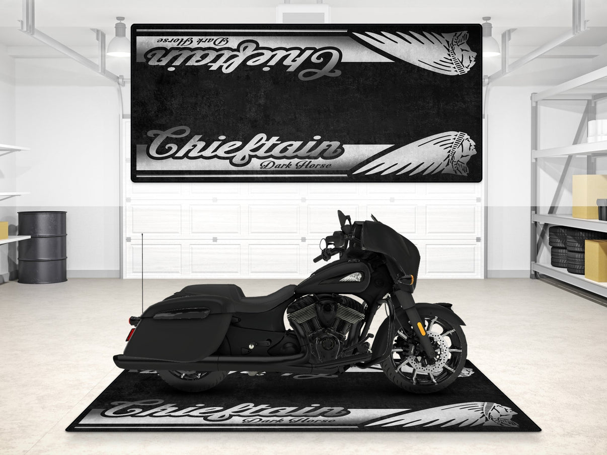 Designed Pit Mat for Indian Chieftain Dark Horse Motorcycle - MM7328 MPM Motorcycle Mat
