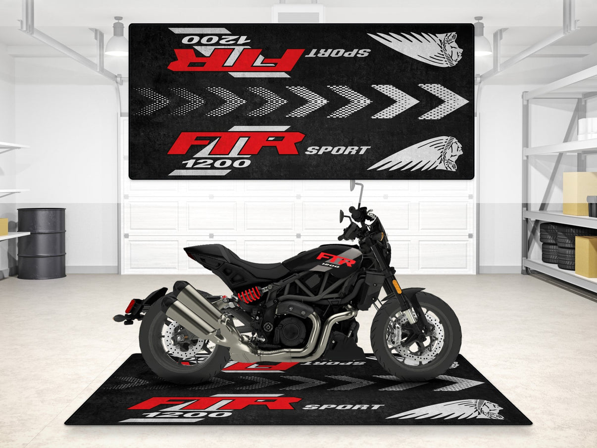 Designed Pit Mat for Indian FTR Sport 1200 Motorcycle - MM7316 MPM Motorcycle Mat