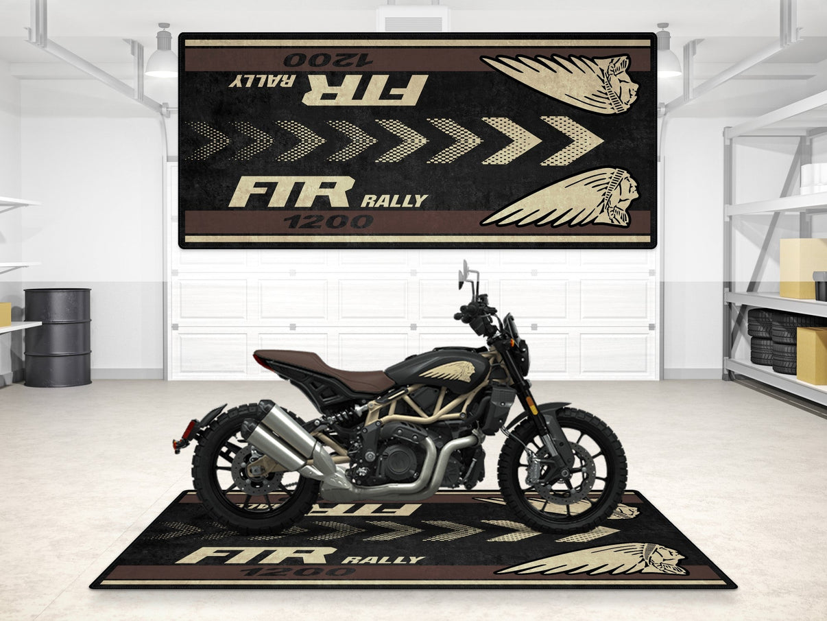Designed Pit Mat for Indian FTR Rally 1200 Motorcycle - MM7318 MPM Motorcycle Mat