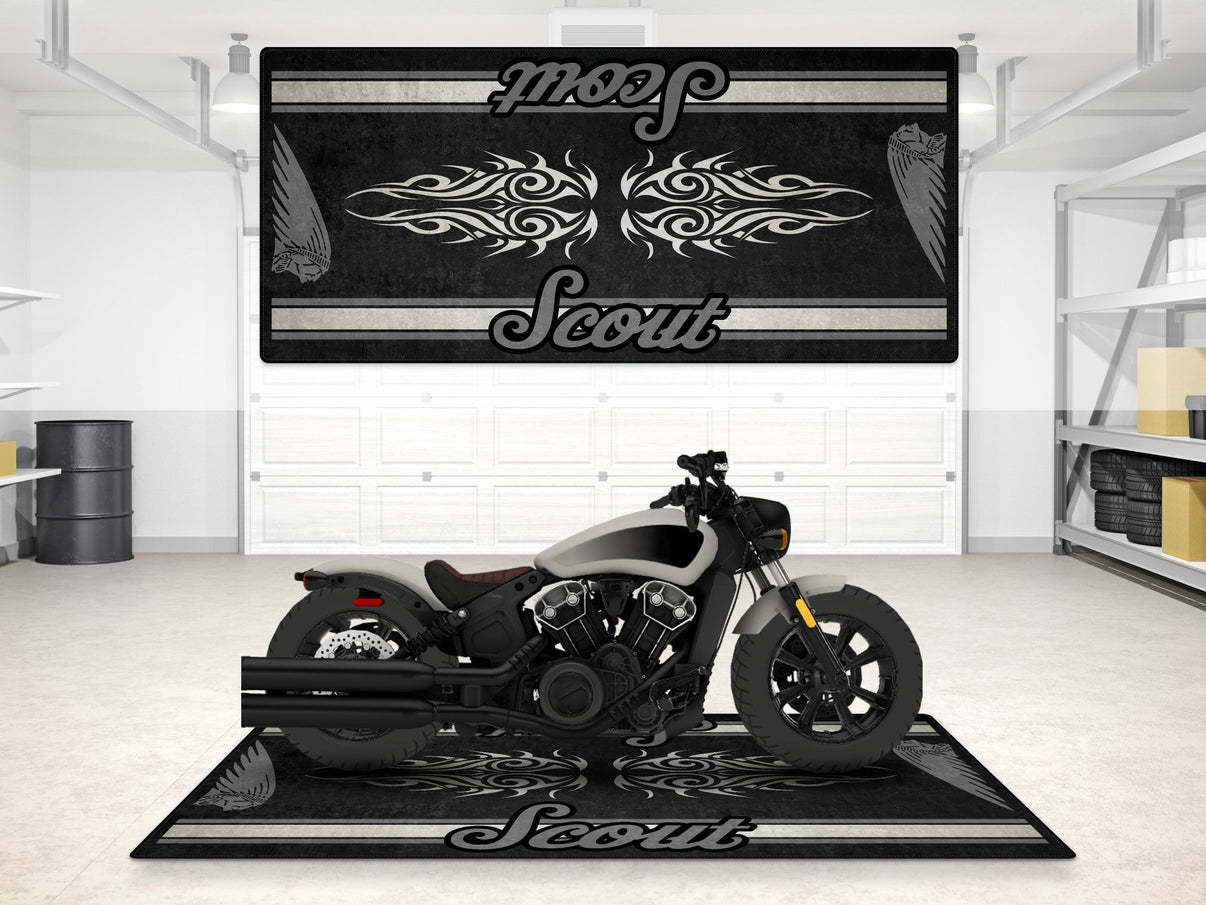 Designed Pit Mat for Indian Scout Bobber Motorcycle - MM7321 MPM Motorcycle Mat