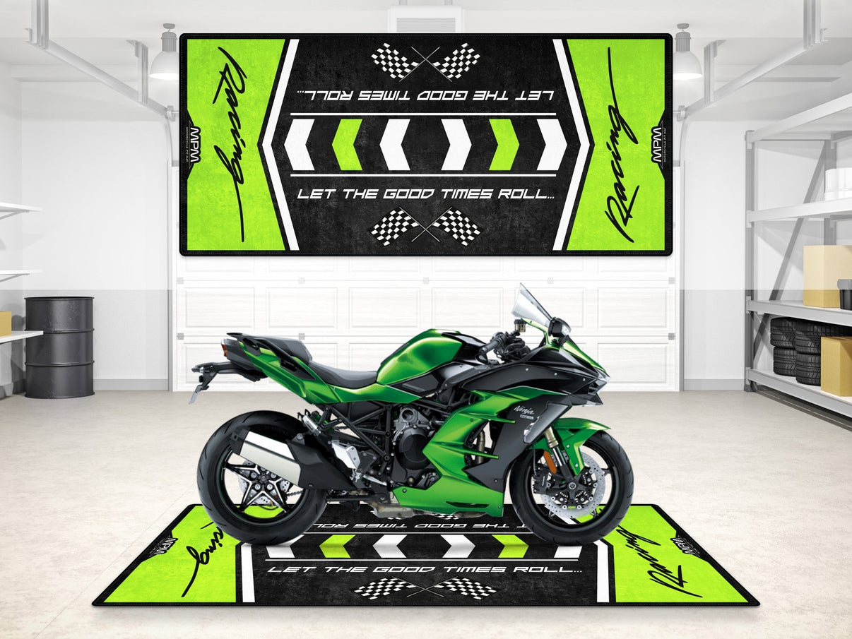 Designed Pit Mat for Kawasaki Racing Motorcycle - MM7135 MPM Motorcycle Mat