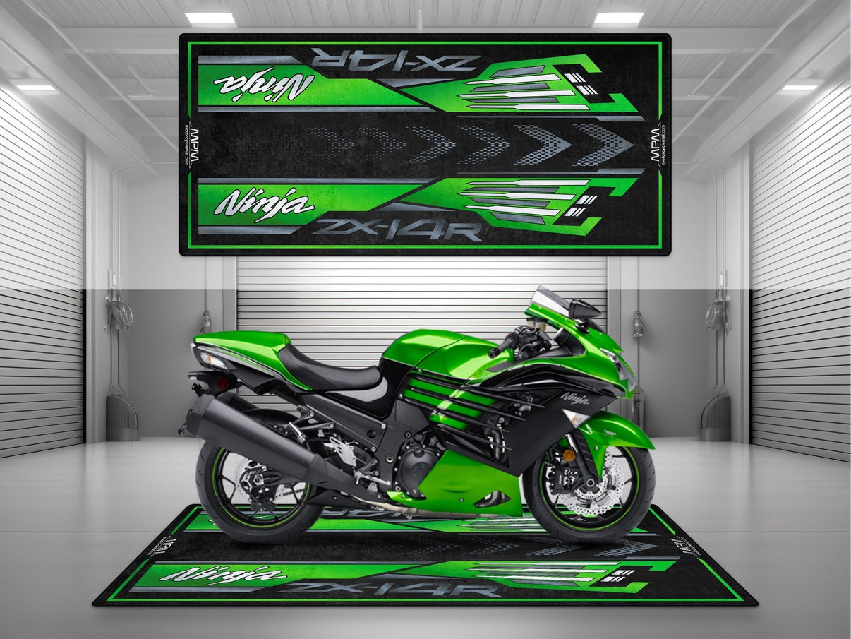 Designed Pit Mat for Kawasaki Ninja ZX-14R Motorcycle - MM7403 MPM Motorcycle Mat
