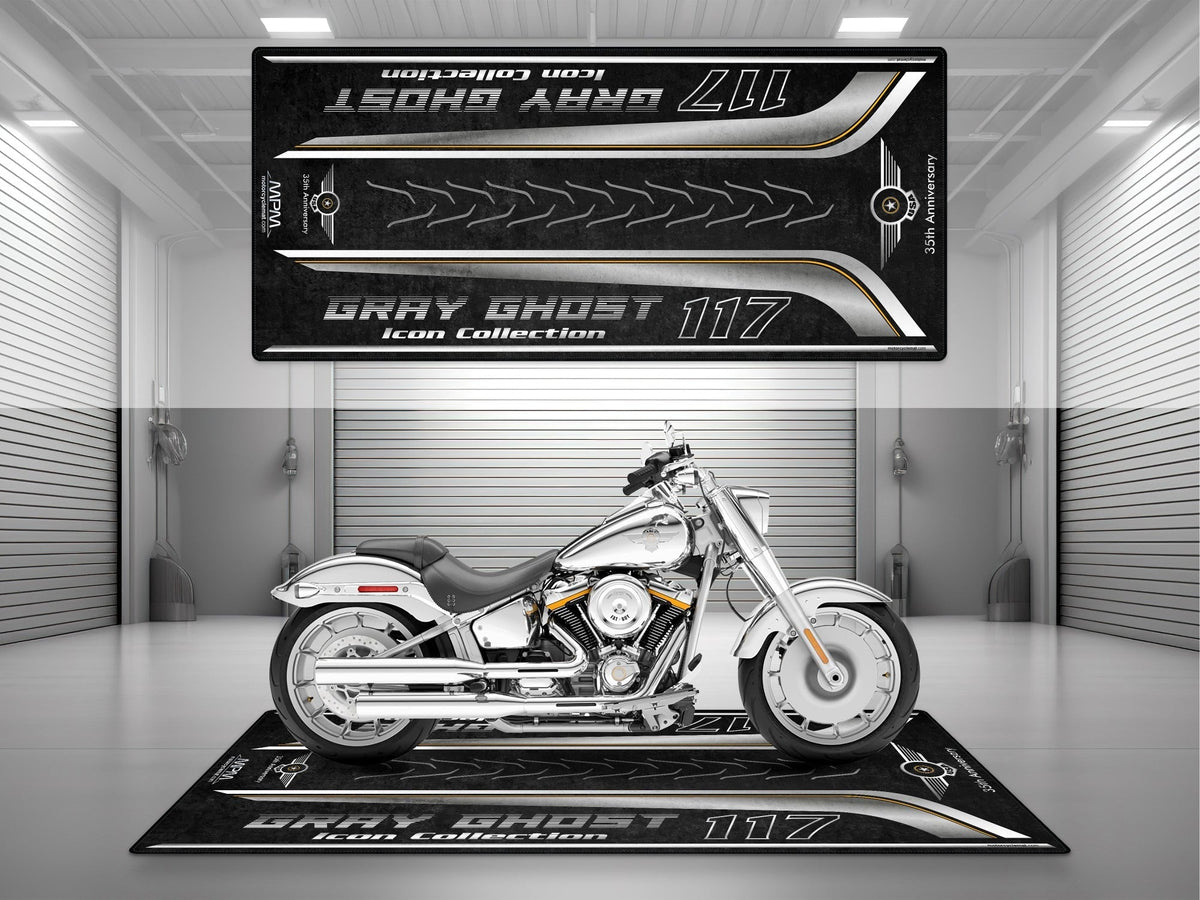 MPM Motorcycle Mat for Cruiser Motorcycle "Gray Ghost Icon Collection 35th Anniversary" - MM4210 MPM Motorcycle Mat