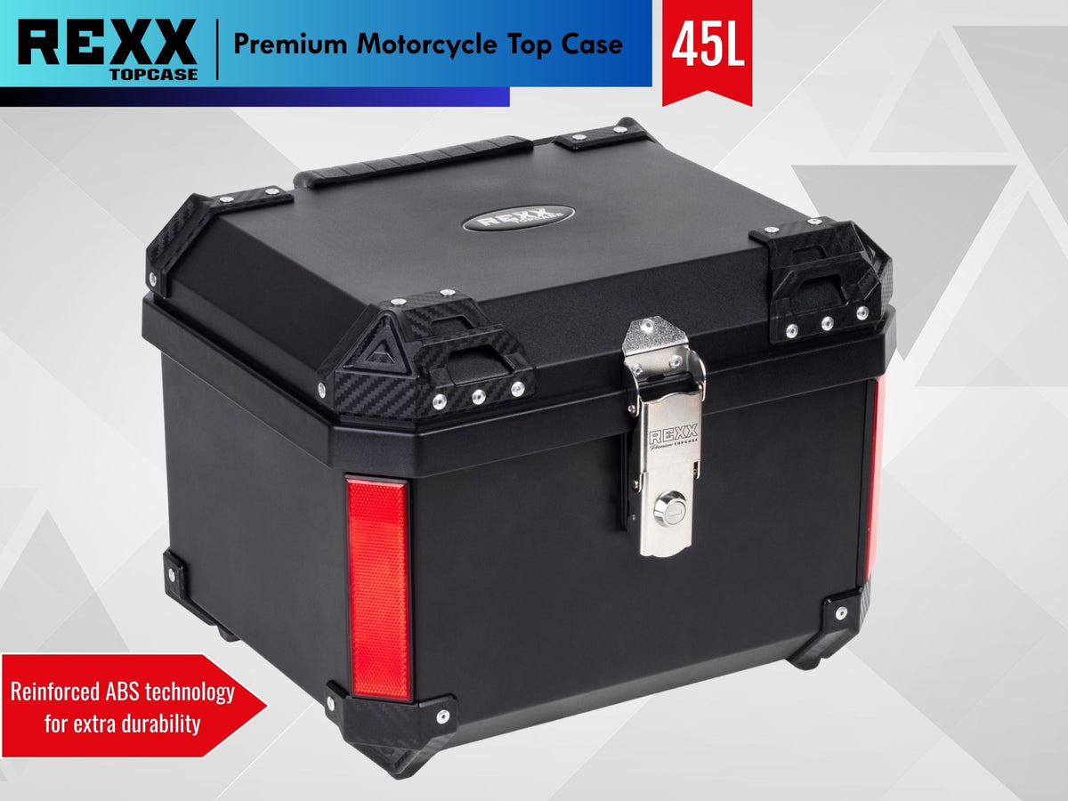 MPM Rexx Premium Motorcycle Top Case 45L – Universal ABS Reinforced Lockable Luggage Box MPM Motorcycle Mat
