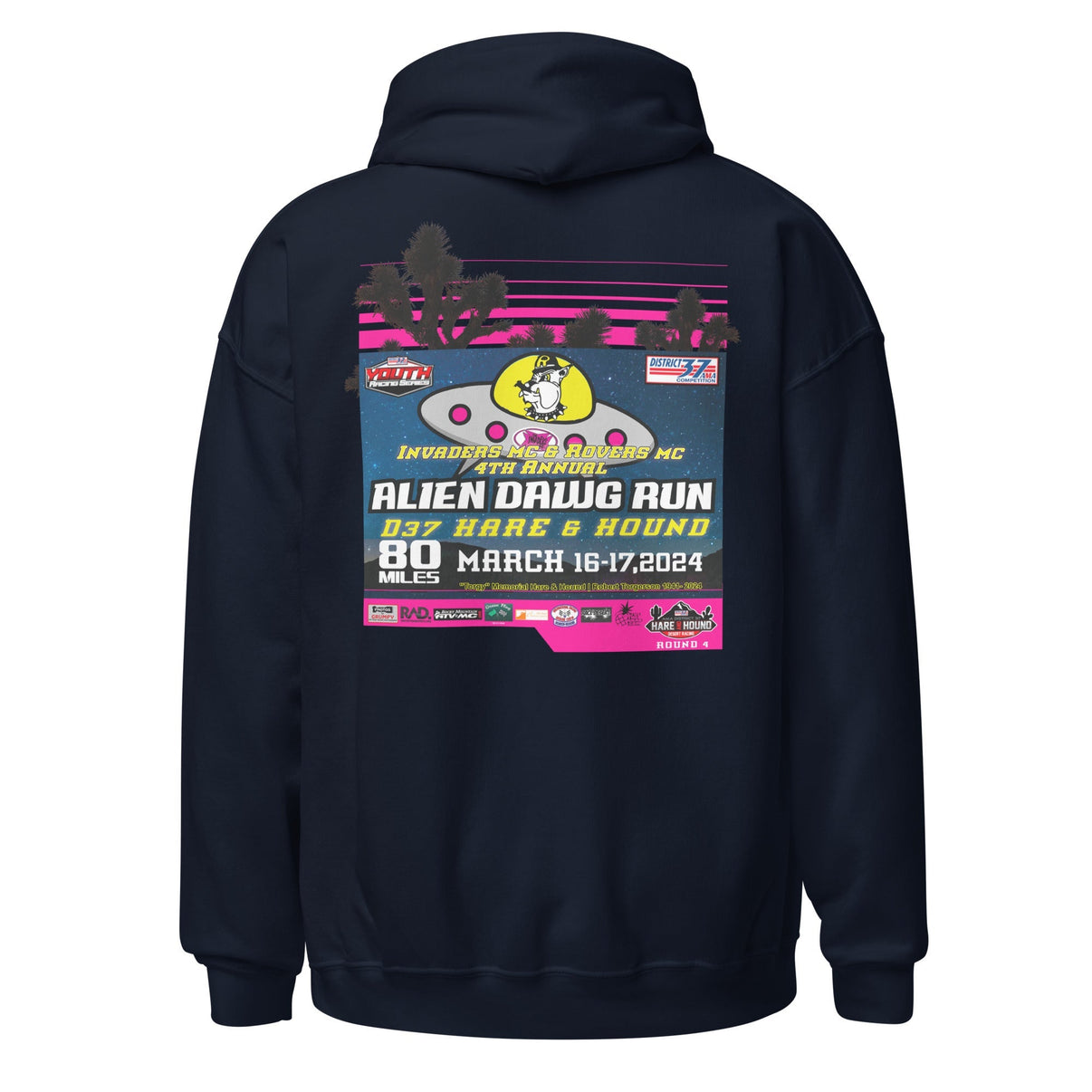 2024 Alien Dawg Run - Rovers MC & Invaders MC Hare & Hound Event Hoodie Race Desert