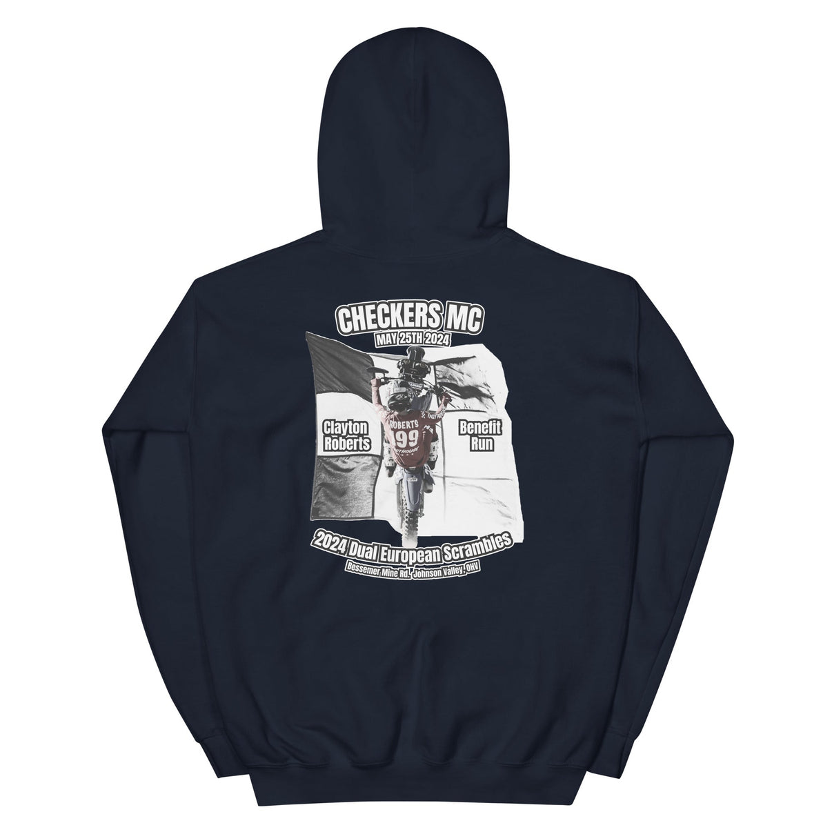 Checkers MC 2024 Dual Euro Event Hoodie - Clayton Roberts Benefit Run Race Desert