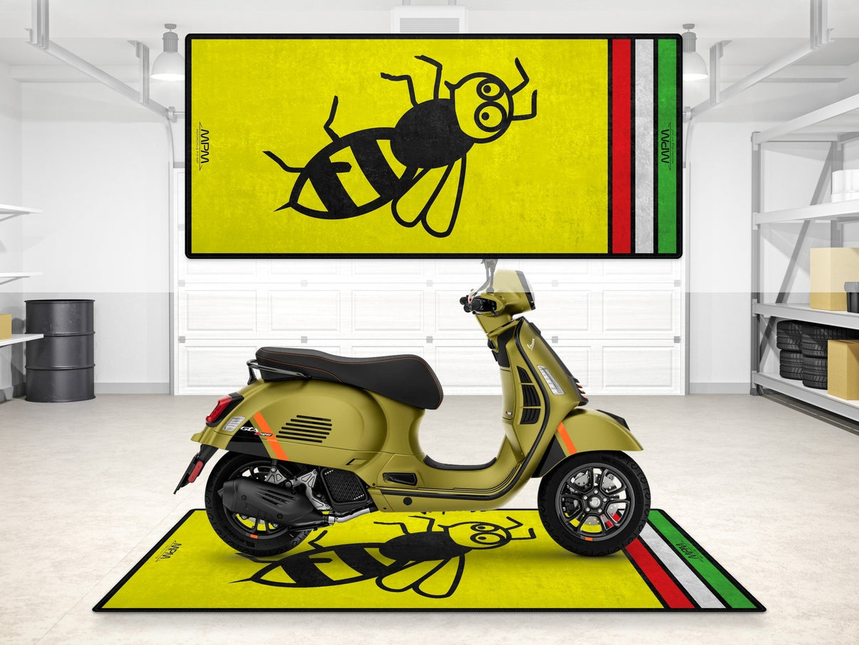 Designed Pit Mat for Vespa Bee Design Scooter Motorcycle - MM7215 MPM Motorcycle Mat