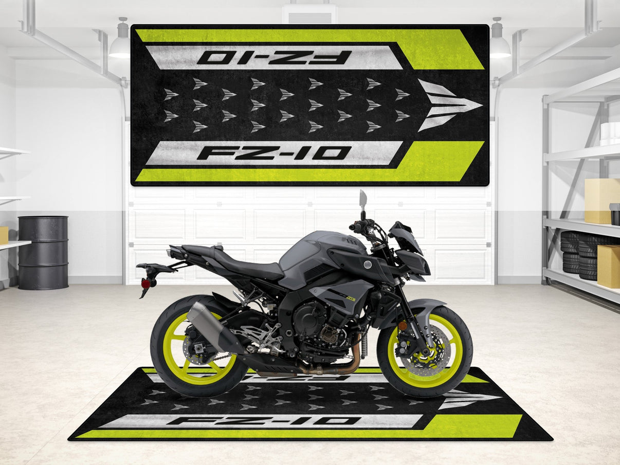 Designed Pit Mat for Yamaha FZ-10 Yellow & Black Motorcycle - MM7256 MPM Motorcycle Mat