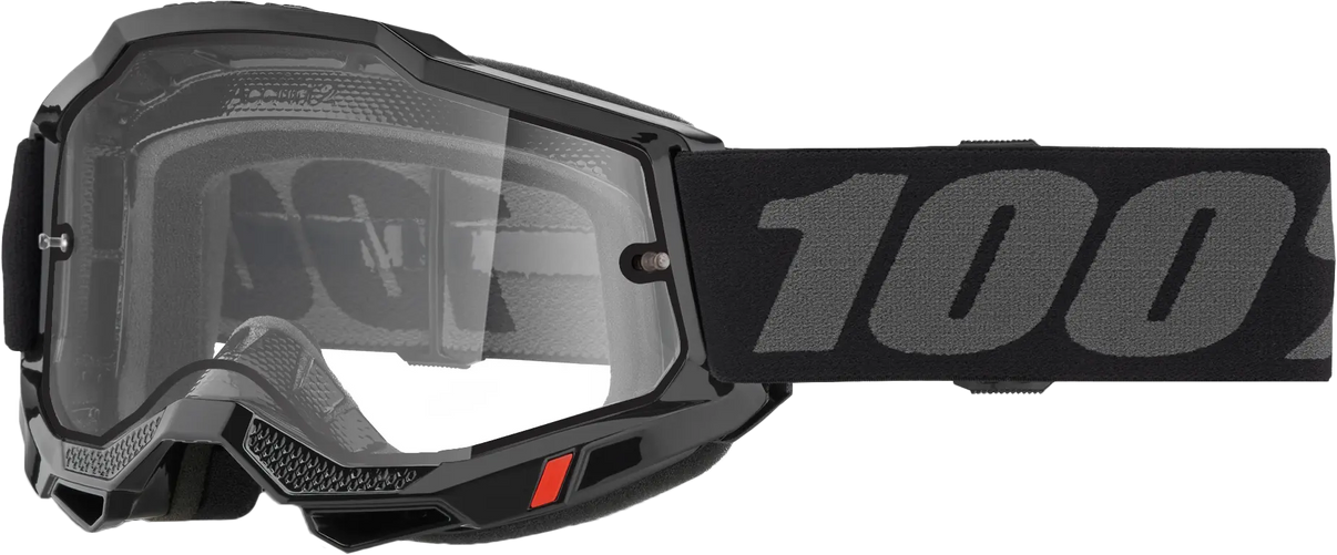 100% Accuri 2 Enduro Moto Goggle Black Clear Lens 100%