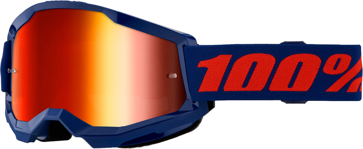 100% Strata 2 Goggle Navy Mirror Red Lens 100%