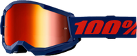 100% Strata 2 Goggle Navy Mirror Red Lens 100%
