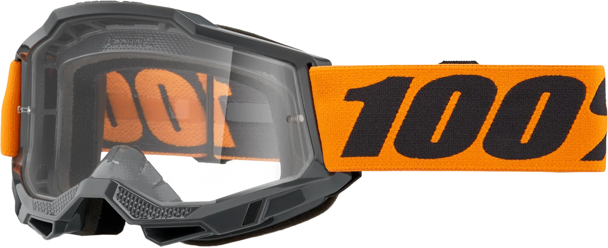 100% Strata 2 Goggle Neon Orange Clear Lens 100%