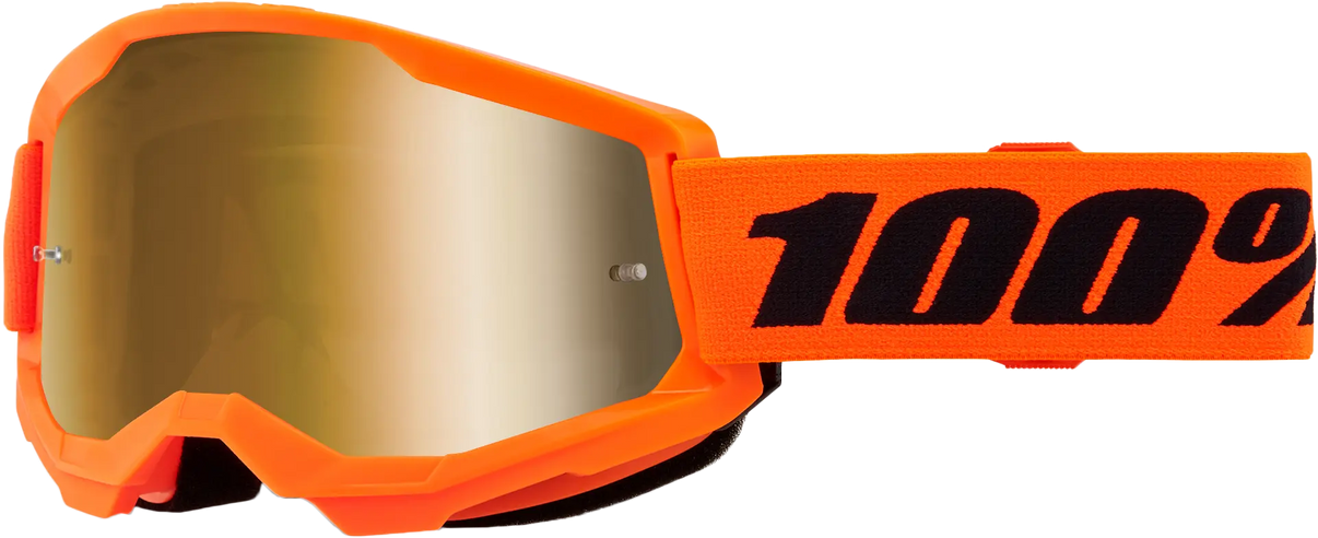 100% Strata 2 Goggle Neon Orange Mirror Gold Lens 100%