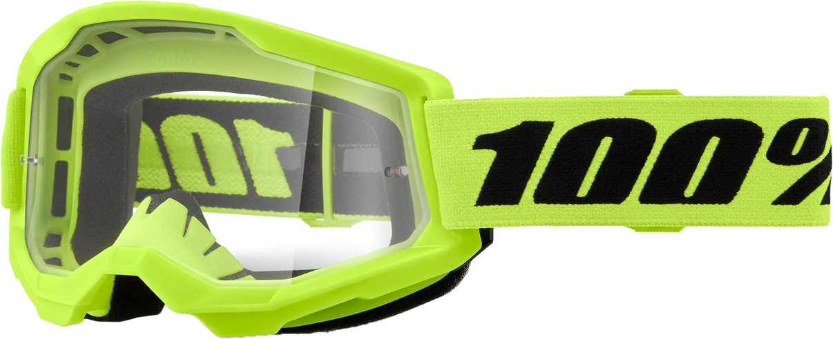 100% Strata 2 Goggle Neon Yellow Clear Lens 100%