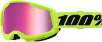 100% Strata 2 Goggle Neon Yellow Mirror Pink Lens 100%