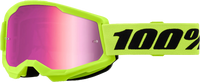 100% Strata 2 Youth Goggle Neon Yellow Mirror Pink Lens 100%
