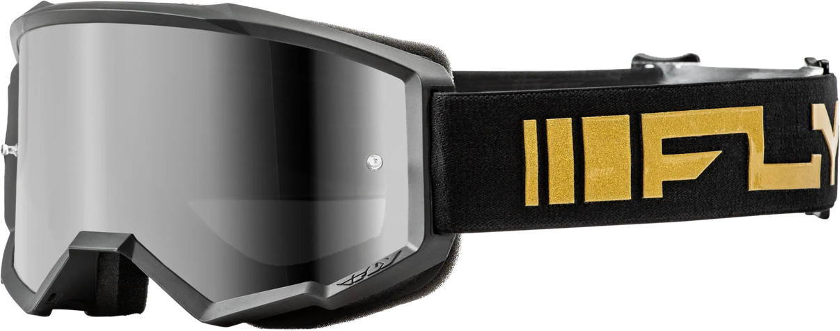 Fly Racing Zone Goggle Black/Gold W/ Silver Mirror/Smoke Lens FLY RACING