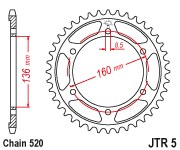 JT Rear Sprocket - Steel 40 Tooth 520 Apr/Beta/Bmw/Husq JT