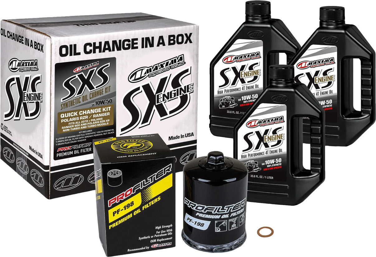 MAXIMA SXS Quick Change Kit 10w 50 With Black Oil Filter MAXIMA