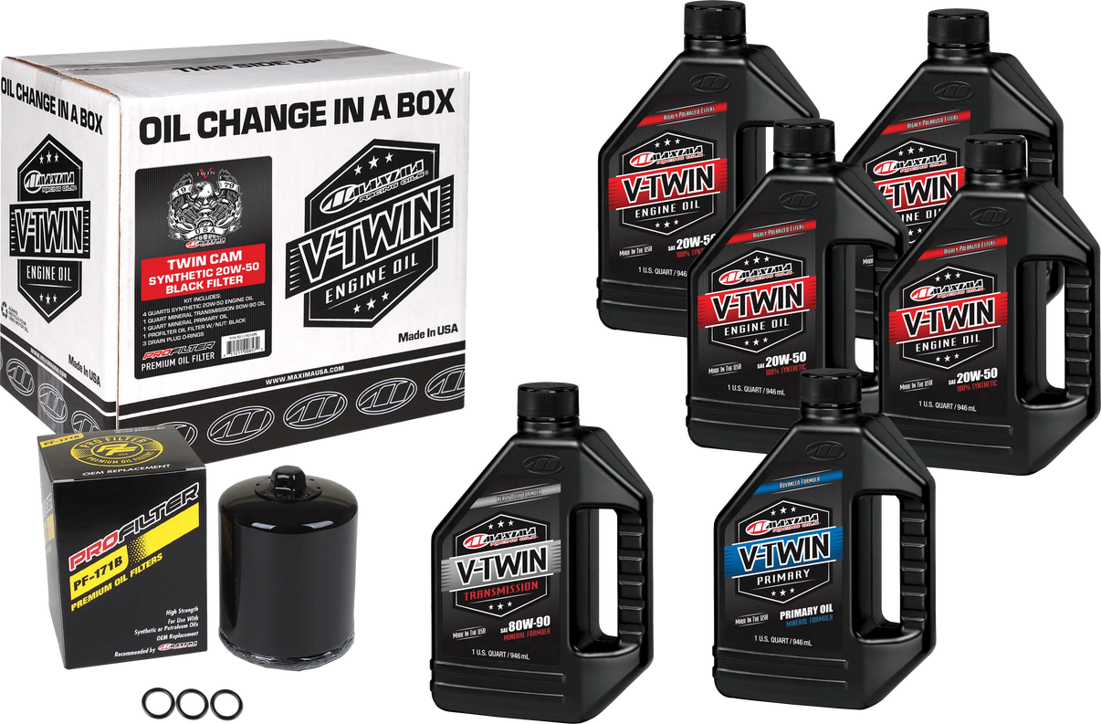 MAXIMA V-Twin Oil Change Kit Synthetic Tc Black Filter MAXIMA
