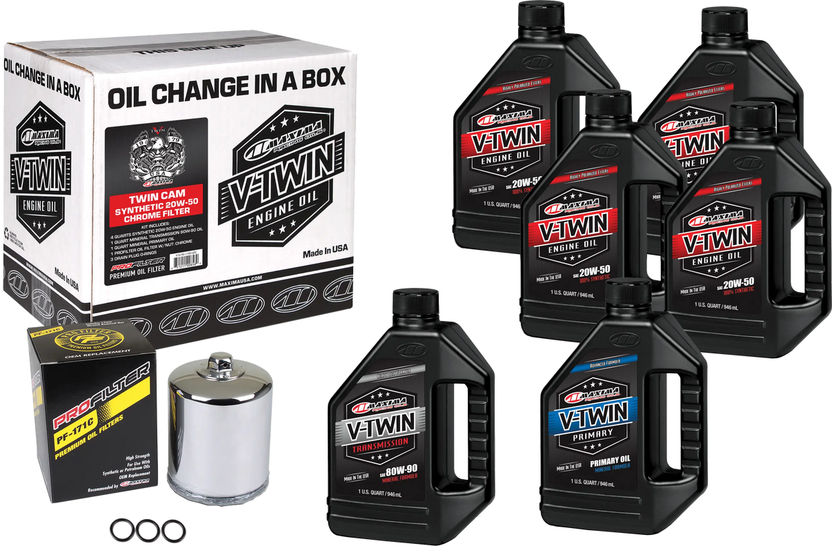 MAXIMA V-Twin Oil Change Kit Synthetic Tc Chrome Filter MAXIMA