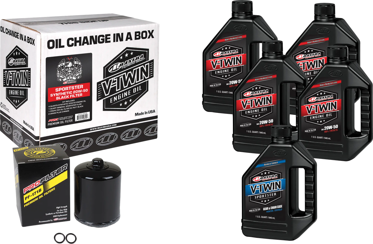 MAXIMA V-Twin Oil Change Kit Synthetic Xl Black Filter MAXIMA