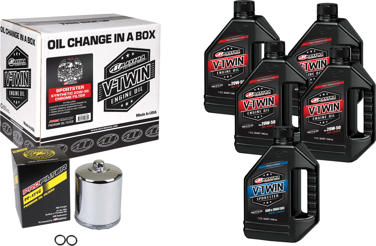 MAXIMA V-Twin Oil Change Kit Synthetic Xl Chrome Filter MAXIMA