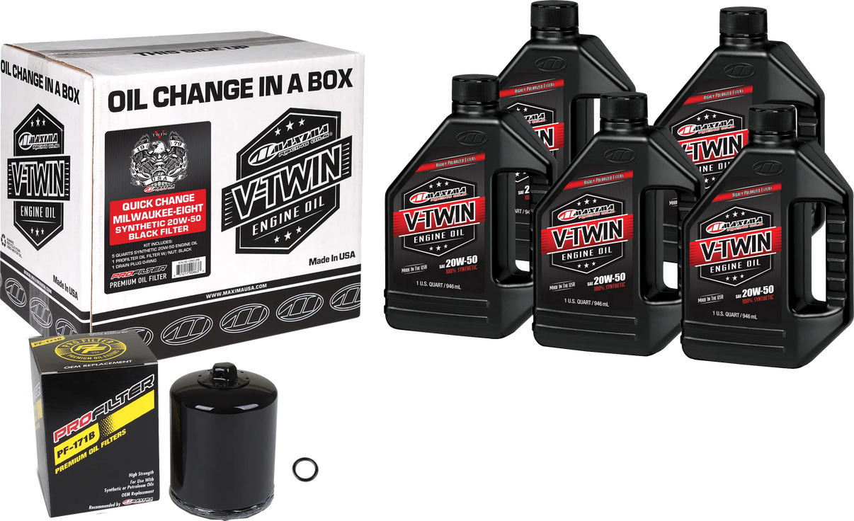 MAXIMA V-Twin Quick Change Kit Synthetic M8 Black Filter MAXIMA