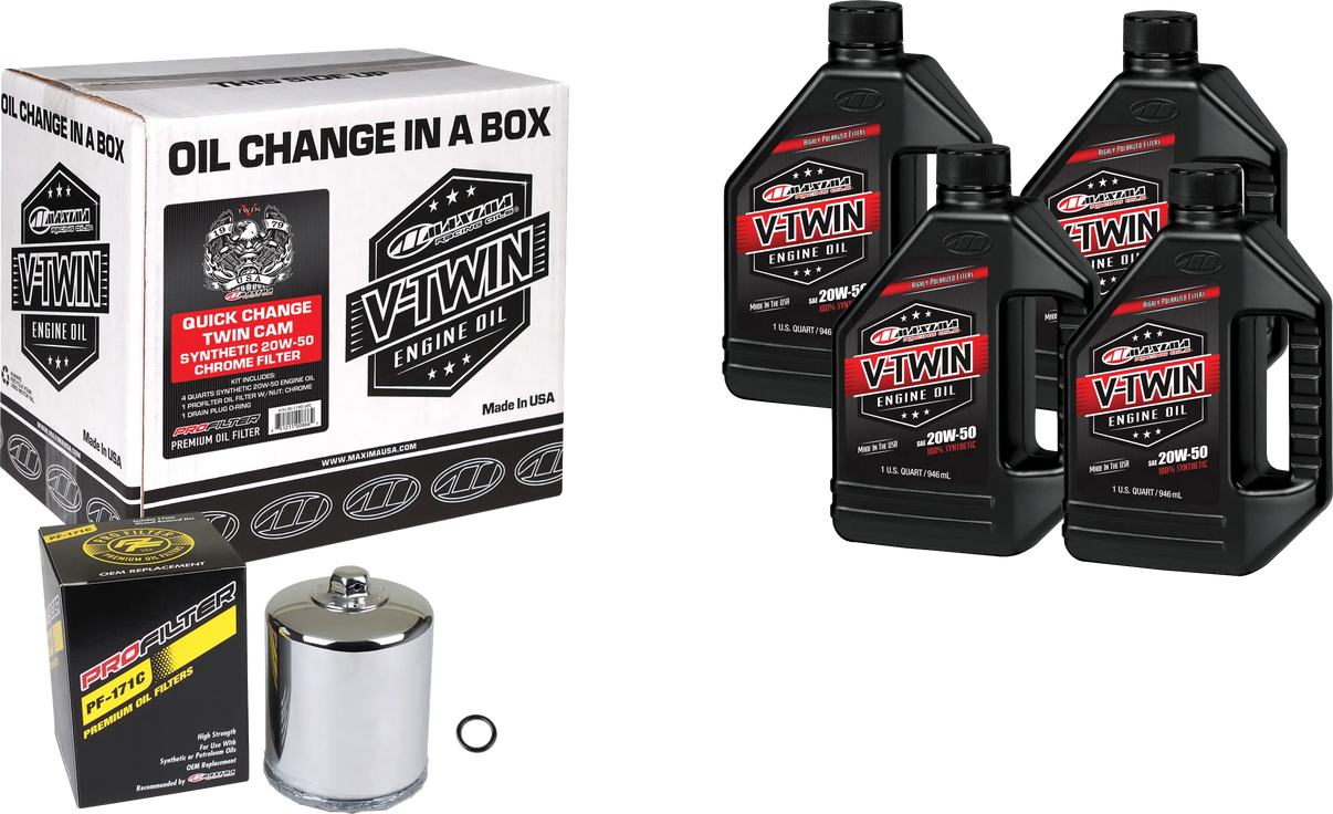 MAXIMA V-Twin Quick Change Kit Synthetic Tc Chrome Filter MAXIMA