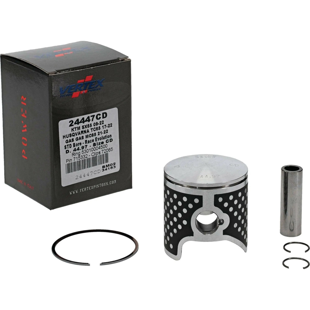 Piston Kit Cast Race Evolution 44.97/Std Ktm / Husq / Gas VERTEX
