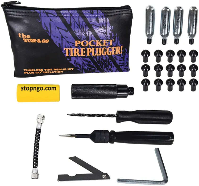 Pocket Tire Plugger Kit Plus Co2 Inflation Stop & Go